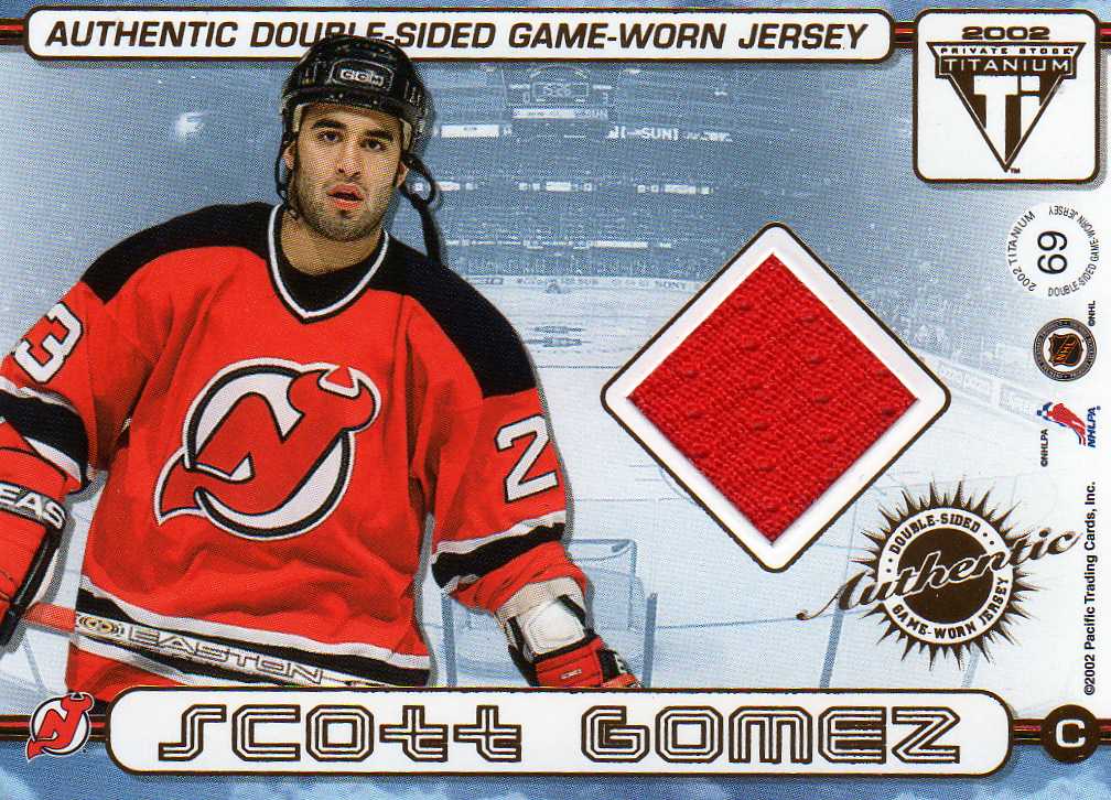 2001-2002 Private Stock Titanium Double-Sided Jersey č.69 Eliáš Patrik,Gomez Scott.