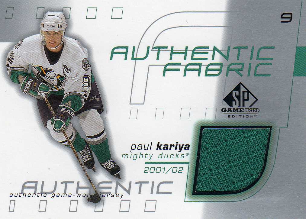 2001-2002 SP Game Used Authentic Fabrics č.AF-PK Kariya Paul