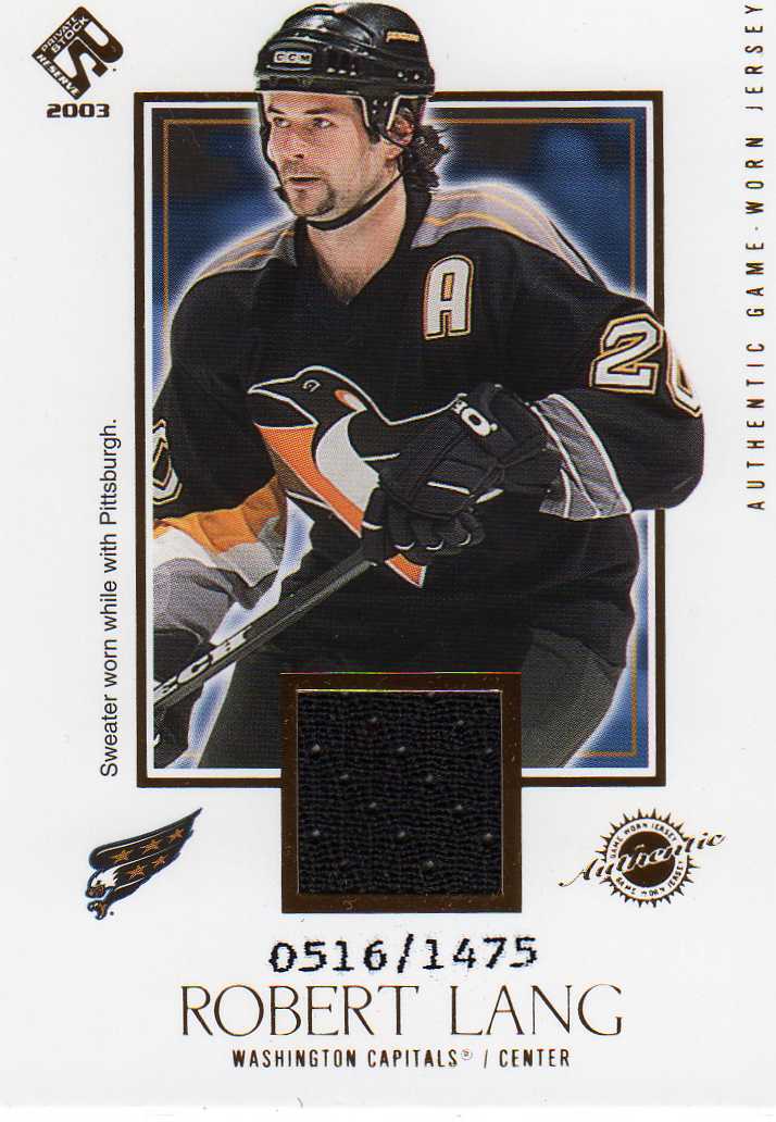 2002-2003 Private Stock Titanium  Authentic-Game-Worn Jersey č.150 Lang Robert (0516-1475)