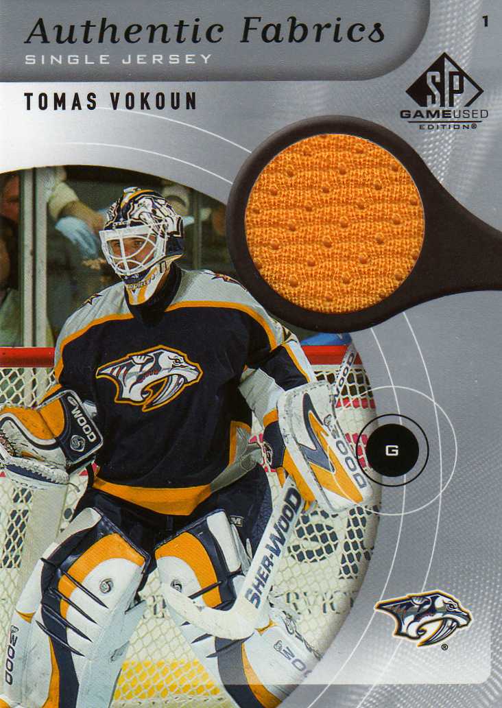 2005-2006 SP Game Used Authentic Fabrics č.AF-TV Vokoun Tomáš